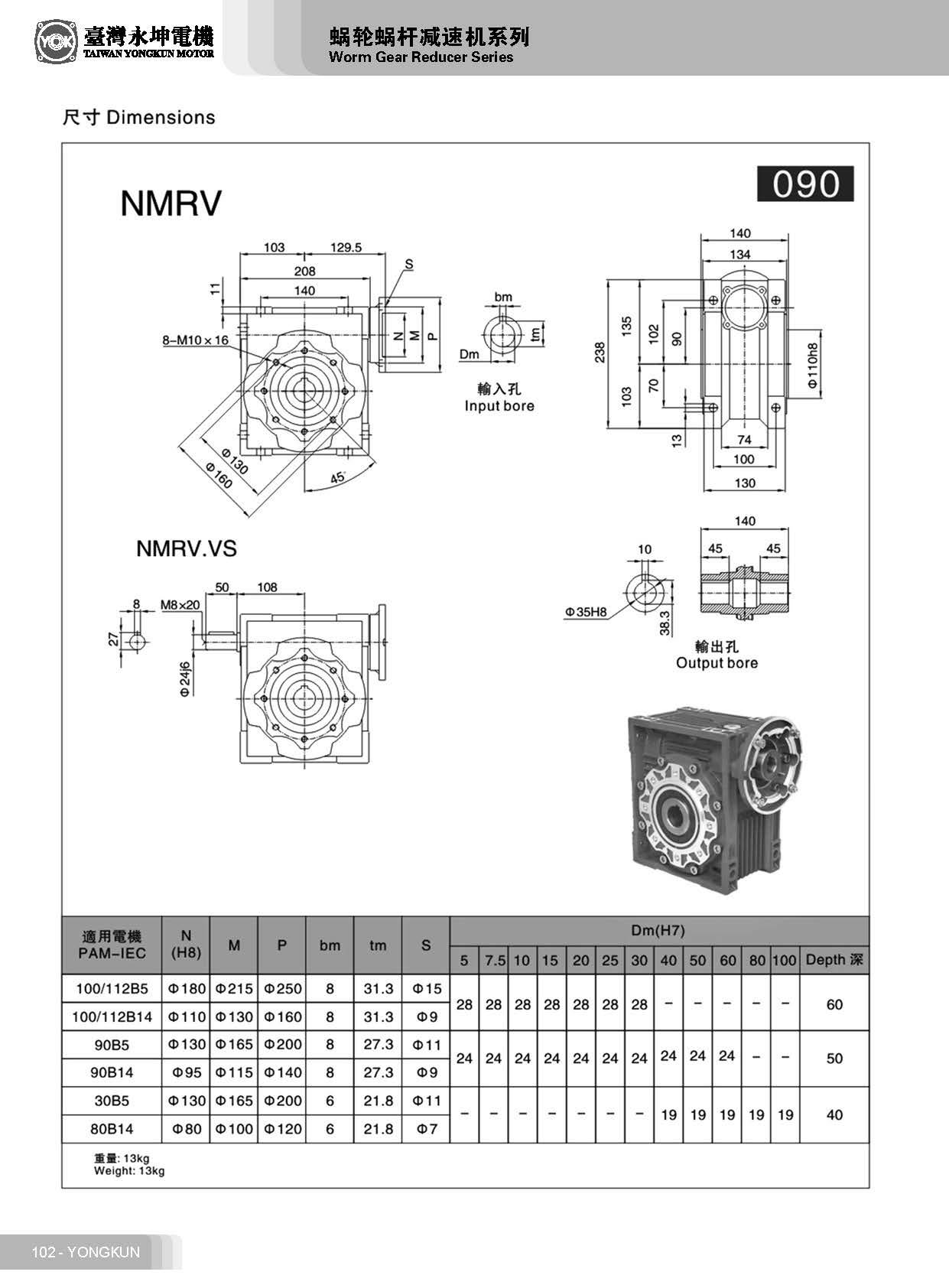 NMRV090蝸輪蝸桿減速機